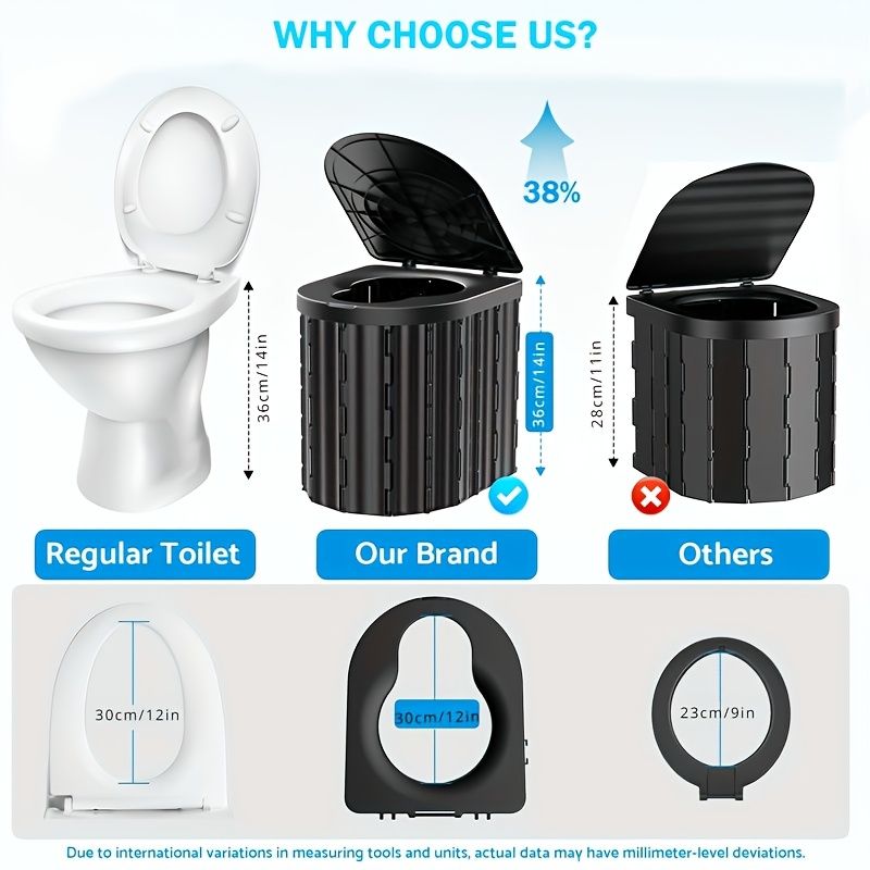 Black collapsible camping toilet, portable outdoor toilet, camping furniture Australia, lightweight camping gear, compact toilet for travel, camping sanitation solution