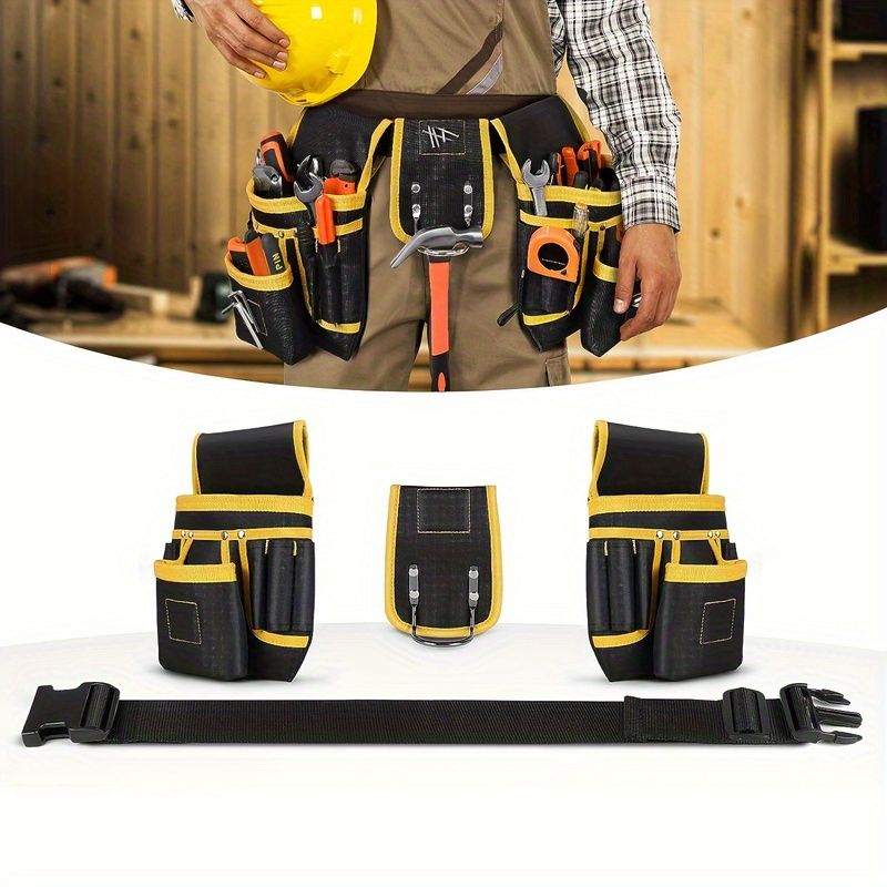 Black Yellow tool belt, industrial tools, work safety equipment, multiple pockets, durable tool belt, Australia