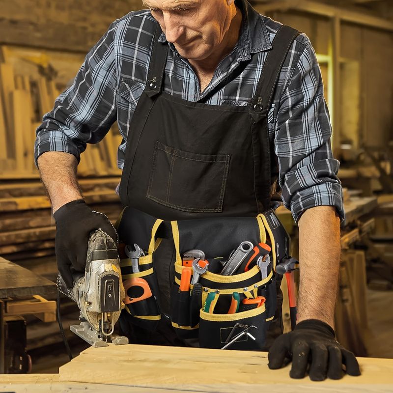 Black Yellow tool belt, industrial tools, work safety equipment, multiple pockets, durable tool belt, Australia