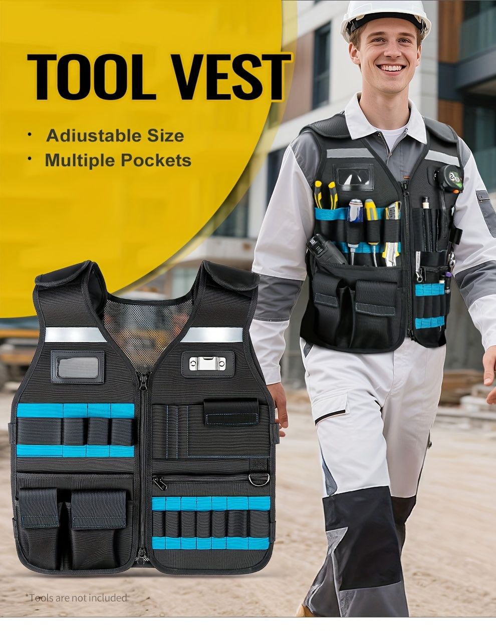 tool vest, multi pocket vest, industrial tool vest, work safety vest, tool storage vest, breathable work vest, australia tool vest, construction tool vest