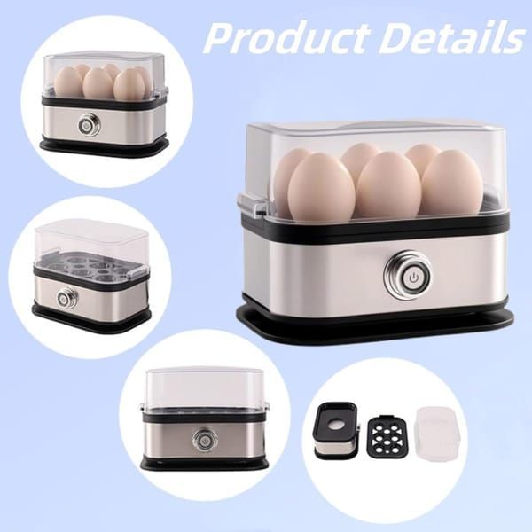 Electric Egg Cooker Kitchen Appliance Perfect Eggs Family-Sized High Quality - Silver - Size 01