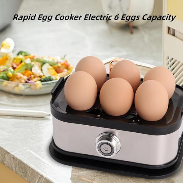 Electric Egg Cooker Kitchen Appliance Perfect Eggs Family-Sized High Quality - Silver - Size 01