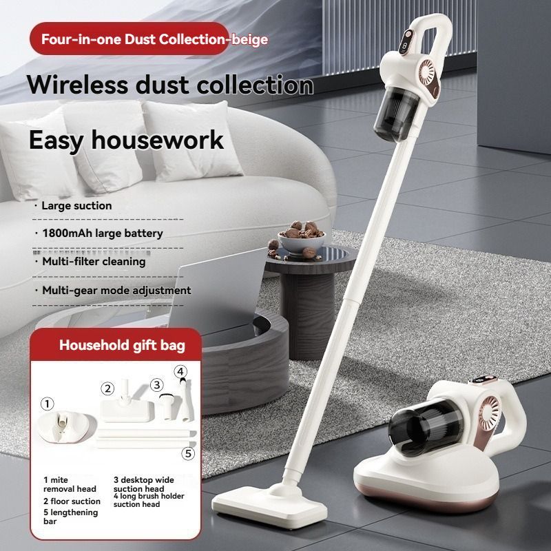 4-In-1 Handheld Vacuum Cleaner Anti-Mite Device Powerful Suction UV Mite - Black - Size 01