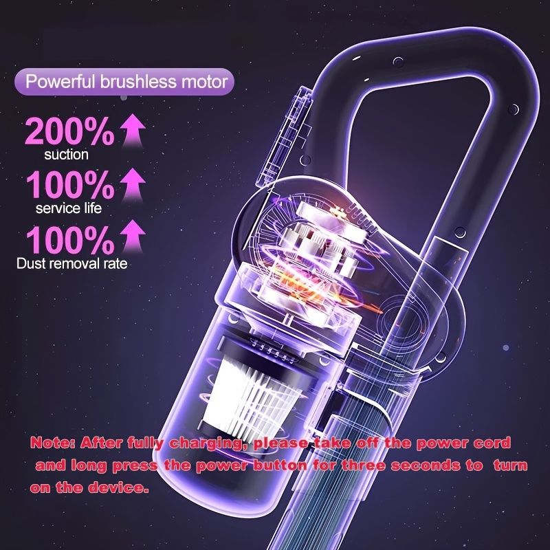 4-In-1 Handheld Vacuum Cleaner Anti-Mite Device Powerful Suction UV Mite - Black - Size 01