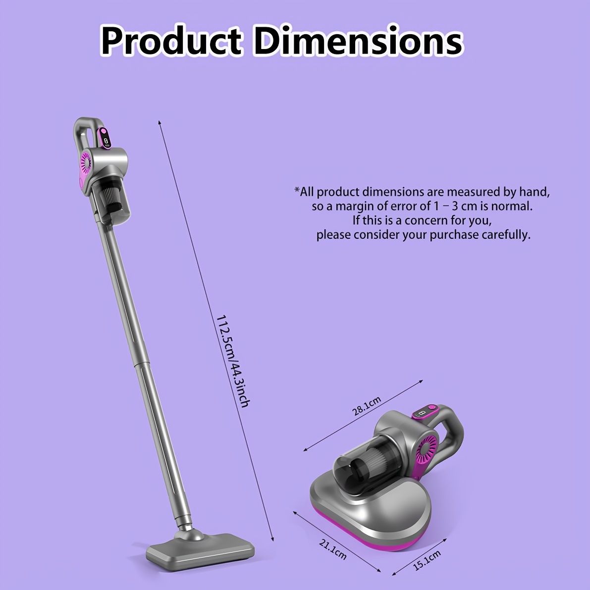 4-In-1 Handheld Vacuum Cleaner Anti-Mite Device Powerful Suction UV Mite - White - Size 01