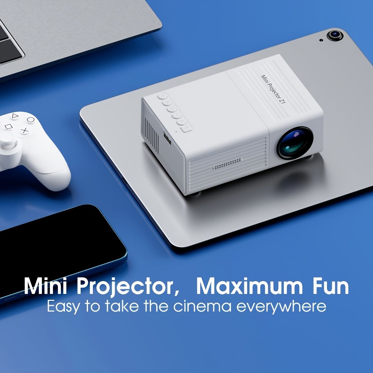 LED Projector 80‑Inch – Remote Control, USB Phone Link, Home Entertainment