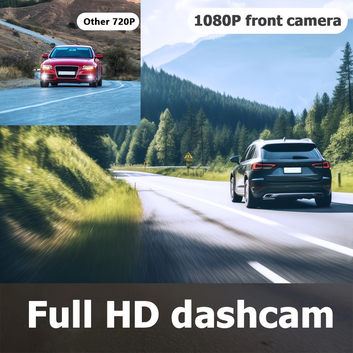 Dash Camera Car Camera Dual Lens Dash Cam 1080p Front Camera 720p Interior - Black - Size 01