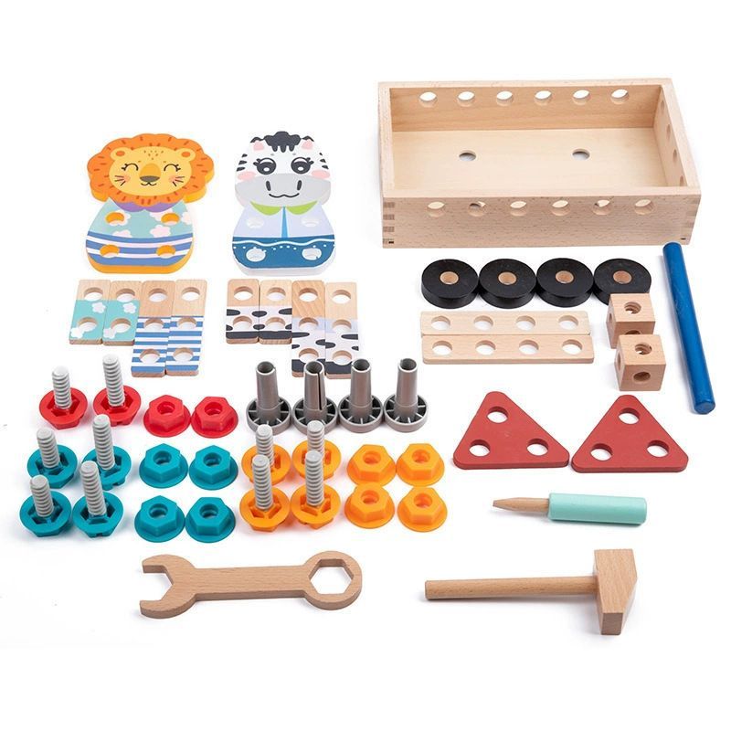 wooden toolbox, animal themed toy, building set, kids construction toy, fine motor skills, creative play, educational toy, birthday gift, Children's Day gift, Australian toy - Multi - Size 6