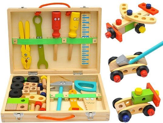 wooden toolbox, animal themed toy, building set, kids construction toy, fine motor skills, creative play, educational toy, birthday gift, Children's Day gift, Australian toy - Multi - Size 6