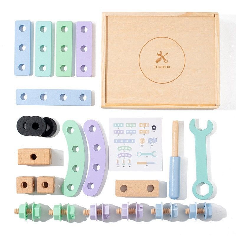 wooden toolbox, animal themed toy, building set, kids construction toy, fine motor skills, creative play, educational toy, birthday gift, Children's Day gift, Australian toy - Multi - Size 6