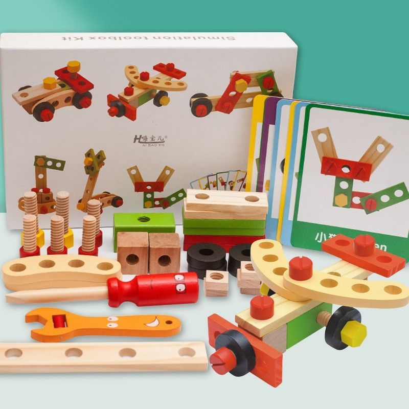 wooden toolbox, animal themed toy, building set, kids construction toy, fine motor skills, creative play, educational toy, birthday gift, Children's Day gift, Australian toy - Multi - Size 6
