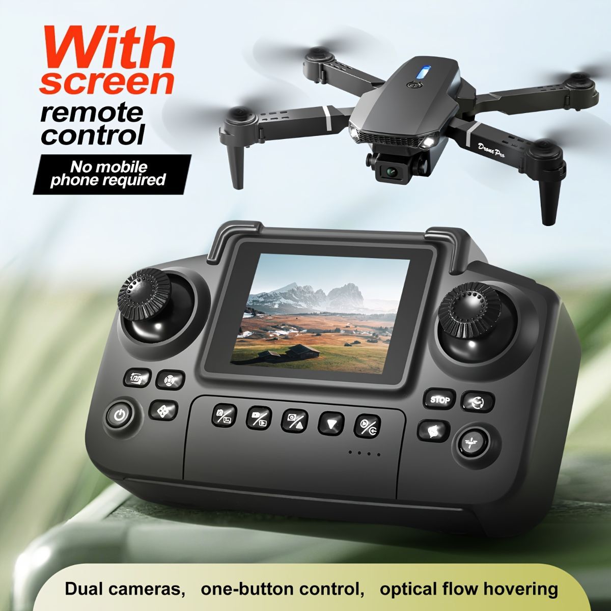 S2 MAX drone, dual-camera drone, upgraded remote control, ESC camera, long-lasting battery, 360° intelligent infrared flight, flying toy, drone gift, beginner drone, FPV drone - Black - Size Three batteries