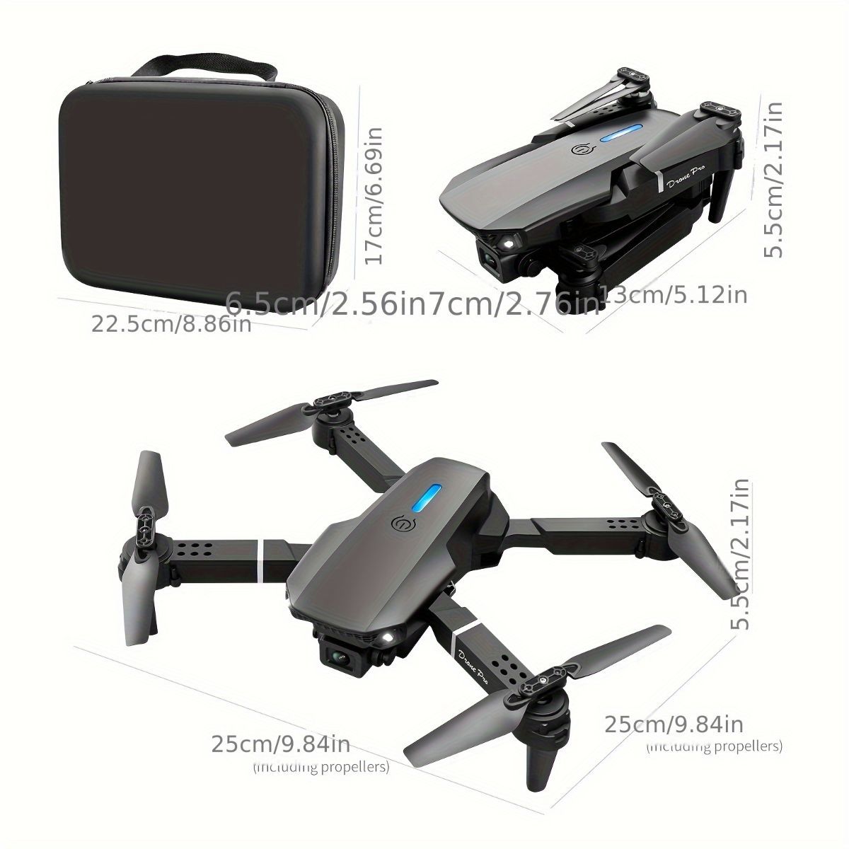 S2 MAX drone, dual-camera drone, upgraded remote control, ESC camera, long-lasting battery, 360° intelligent infrared flight, flying toy, drone gift, beginner drone, FPV drone - Gray - Size Three batteries