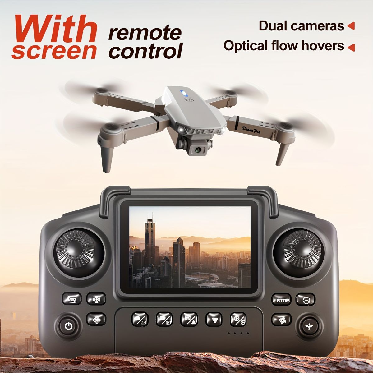 S2 MAX drone, dual-camera drone, upgraded remote control, ESC camera, long-lasting battery, 360° intelligent infrared flight, flying toy, drone gift, beginner drone, FPV drone - Gray - Size Three batteries