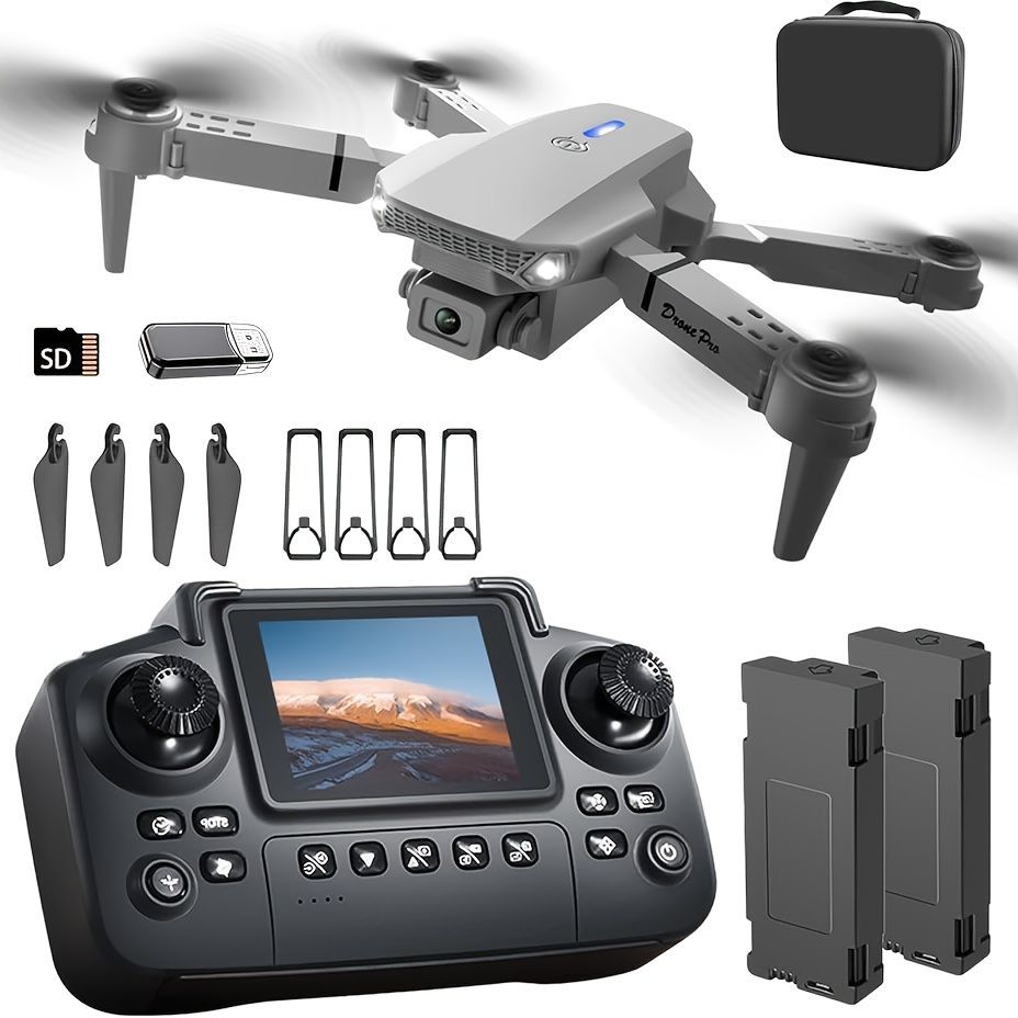 S2 MAX drone, dual-camera drone, upgraded remote control, ESC camera, long-lasting battery, 360° intelligent infrared flight, flying toy, drone gift, beginner drone, FPV drone - Gray - Size Two batteries