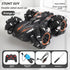 2.4G remote control car, electric stunt car, drifting car, spray function, kids toy car, double-sided stunt car, watch remote control, outdoor RC toy, rechargeable toy car - Blue - Size Dual-control