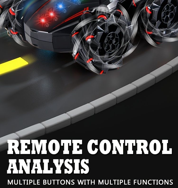 2.4G remote control car, electric stunt car, drifting car, spray function, kids toy car, double-sided stunt car, watch remote control, outdoor RC toy, rechargeable toy car - Blue - Size Dual-control