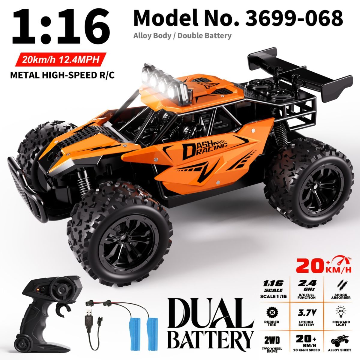 1:16 metal RC car, high-speed drifting, off-road racing car, boys toy car, 2.4GHz remote control, outdoor play toy, drift car, remote control car for kids, Australian toy - Black - Size variable speed