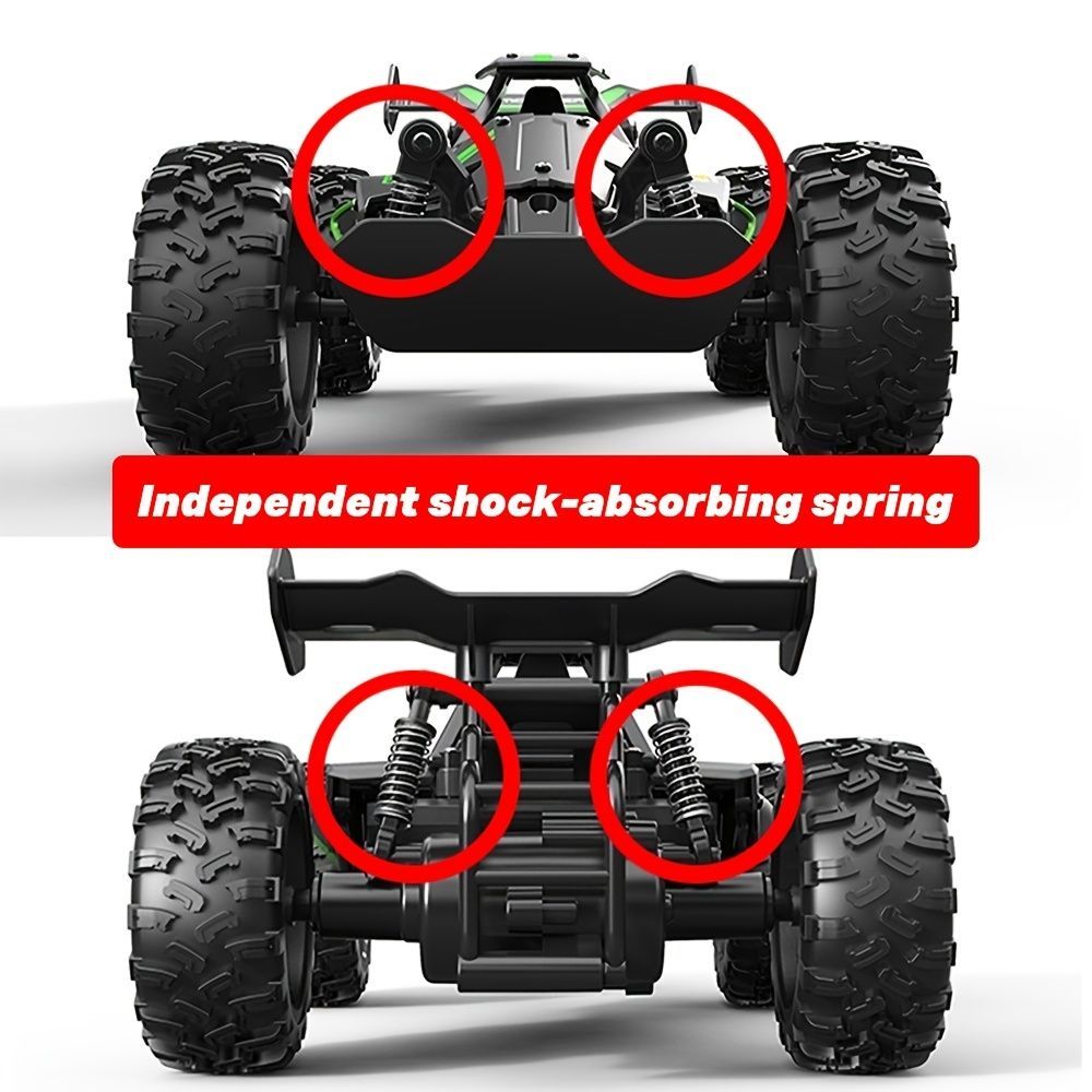 2.4G remote control car, high-speed off-road car, remote control toy for kids, four-wheel drive car, RC car with lights, outdoor toy Australia, gift for kids - Black - Size Dual-batteries