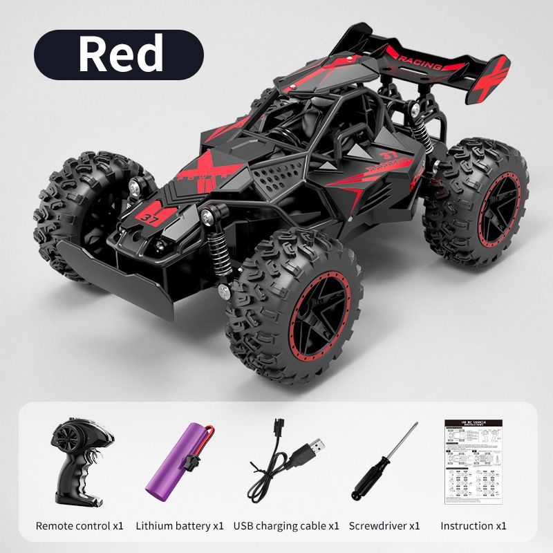 2.4G remote control car, high-speed off-road car, remote control toy for kids, four-wheel drive car, RC car with lights, outdoor toy Australia, gift for kids - Black - Size Dual-batteries