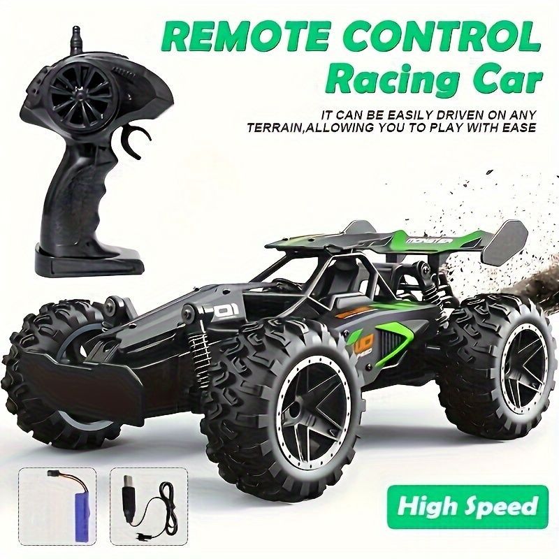 2.4G remote control car, high-speed off-road car, remote control toy for kids, four-wheel drive car, RC car with lights, outdoor toy Australia, gift for kids - Red - Size Dual-batteries