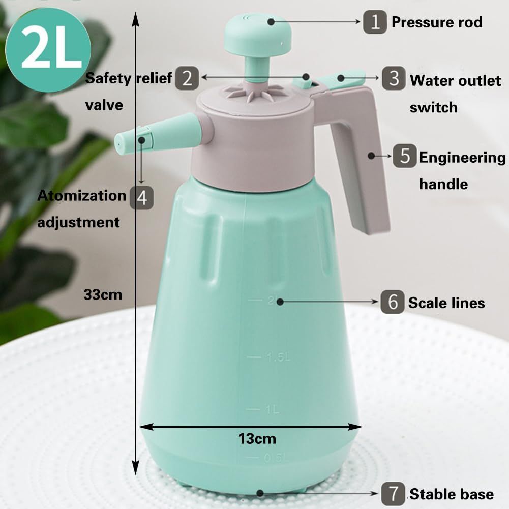 Handheld Garden Pump Sprayer, Garden & Lawn Pressure Spray Bottle with Safety Value & Adjustable Nozzle for Plant Spraying/Home