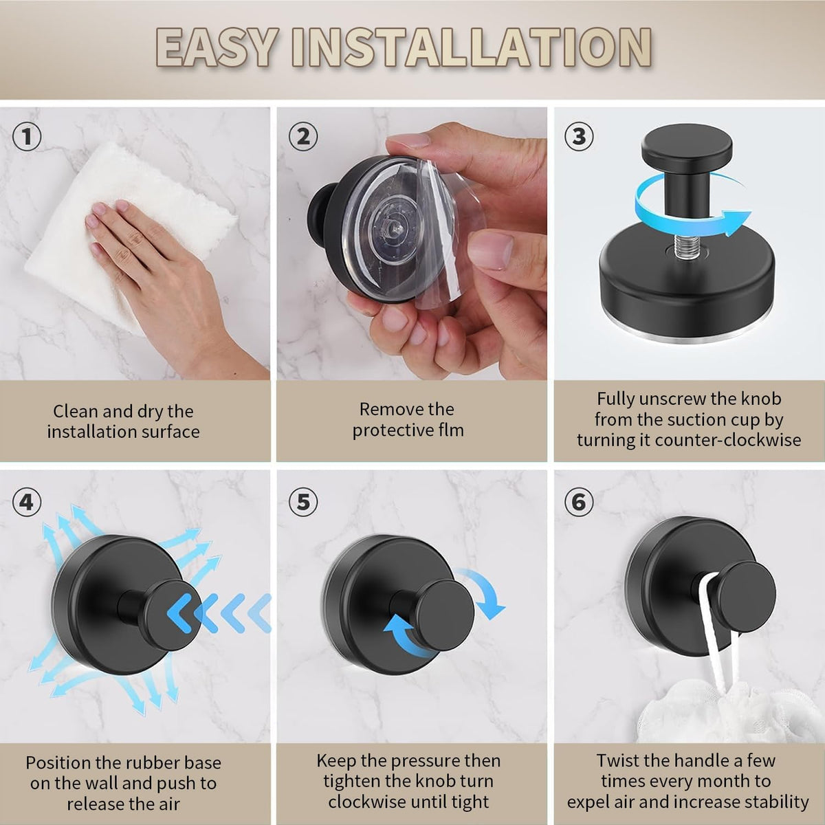 2026 Upgraded Drill-Free Suction Cup Hooks, Stainless Steel Suction Cup Hooks for Shower, Mirror, Wall, Bathroom, Glass, Hanging Towels - 4 Pack, Brushed Silver
