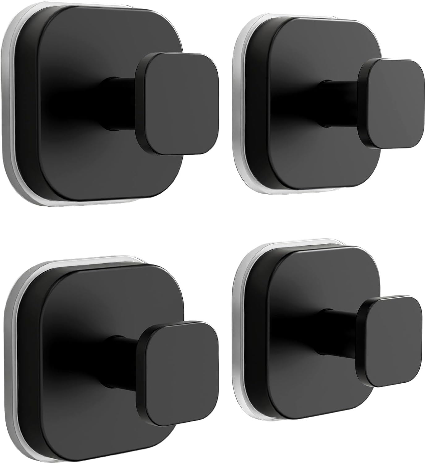 Suction Cup Hooks for Inside Shower,Heavy Duty Reusable No-Drill Hooks for Bathroom Wall,Glass,Windows,Tile-for Hanging Towels,Robes,Loofah - Wreath Hangers for Front Door,4packs (Black)