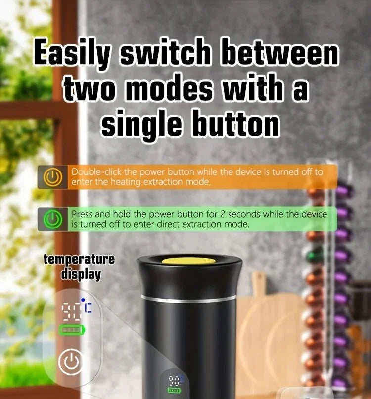 BALCK Upgraded Portable Coffee Maker with Temperature and Power Display, USB-C Charging, Self-Heating & Cold Brew Functions, Compatible with Coffee Capsules/Ground Coffee. Perfect Espresso Machine for Home, Office,