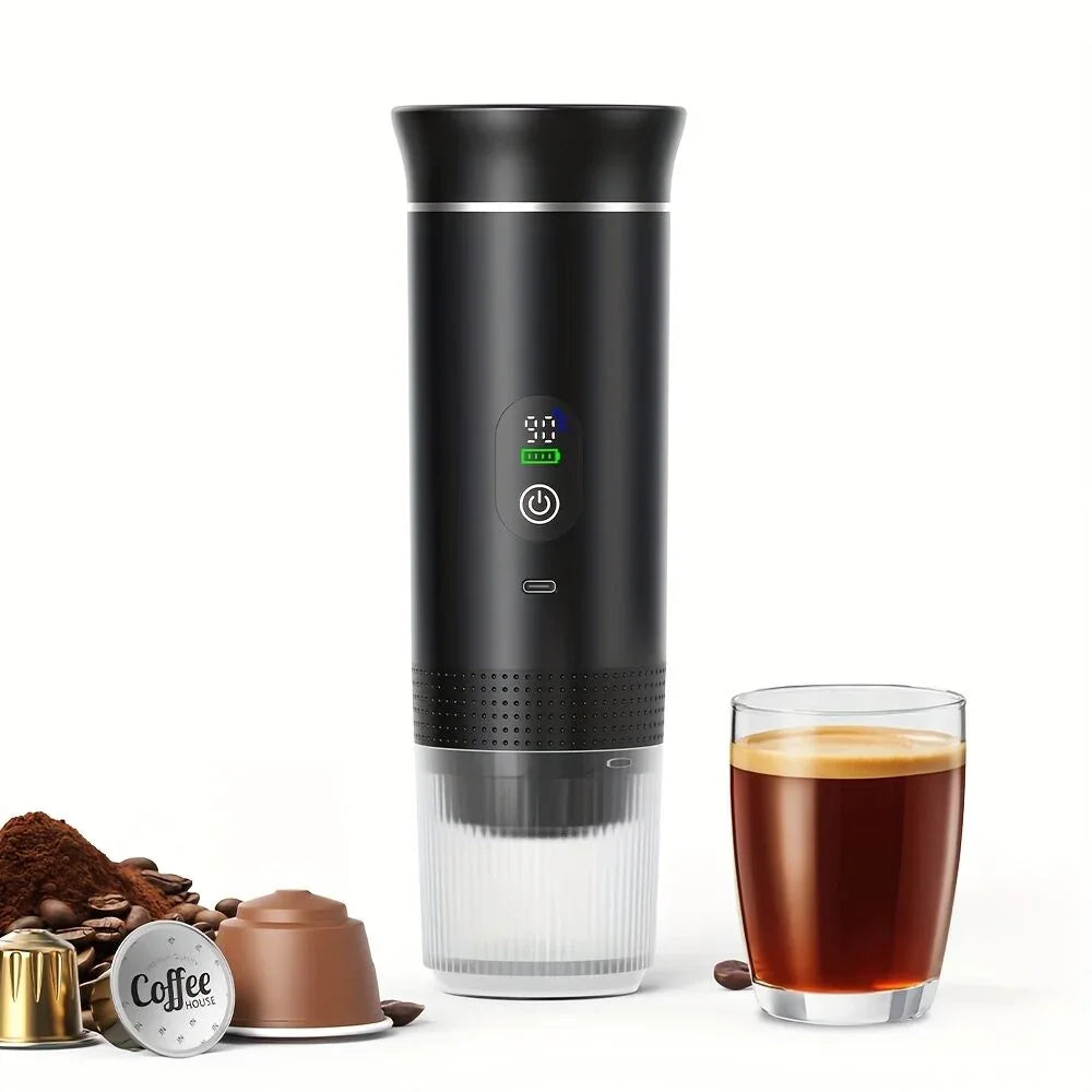 Portable Coffee Maker – 20Bar, Heated, Handheld/Desktop, 50‑Cup Battery