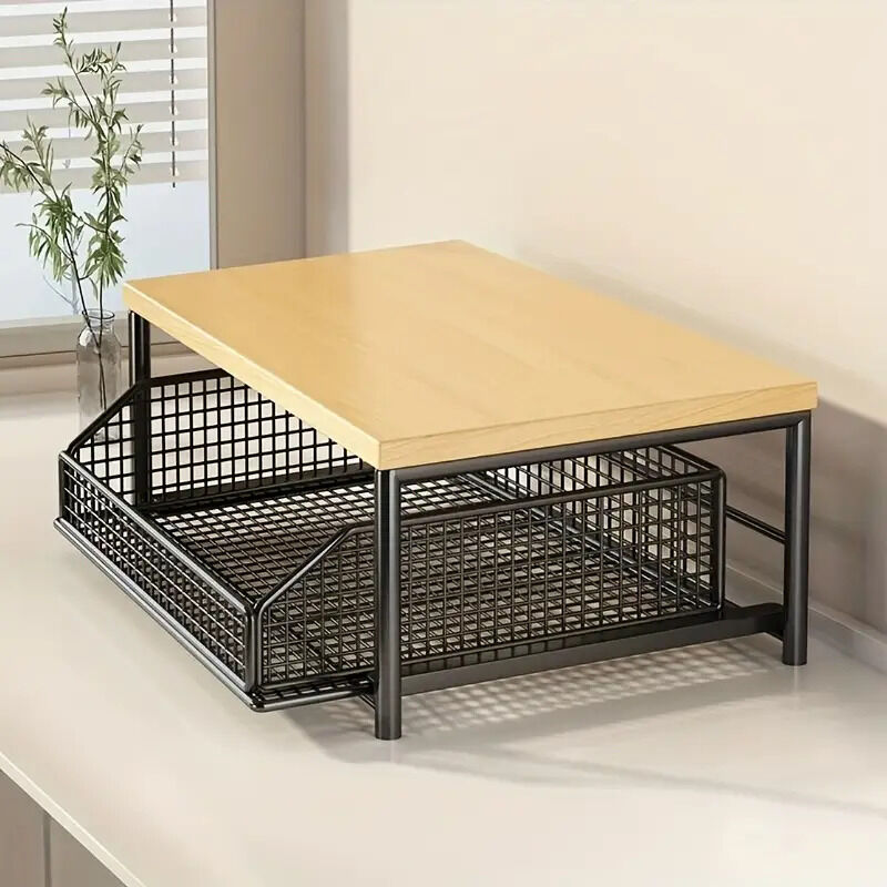 Modern Kitchen Microwave Shelf with Drawer: Sturdy and solid structure, designed to save counter space for storing appliances, utensils, dishes, and household items. Minimalist design suitable for 1000+ scenarios, chosen by 1000 households, WHITE