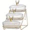 Fashion Three-Tier Covered Snack and Fruit Tray - Sturdy Metal Frame, Nordic Design, Suitable for Kitchen, Living Room, and Parties | Perfect for Holding Dried Fruits, Candies, Nuts | Easy to Clean, Versatile Appetizer Plate, Ideal for Serving and Hosting