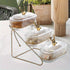 Fashion Three-Tier Covered Snack and Fruit Tray - Sturdy Metal Frame, Nordic Design, Suitable for Kitchen, Living Room, and Parties | Perfect for Holding Dried Fruits, Candies, Nuts | Easy to Clean, Versatile Appetizer Plate, Ideal for Serving and Hosting