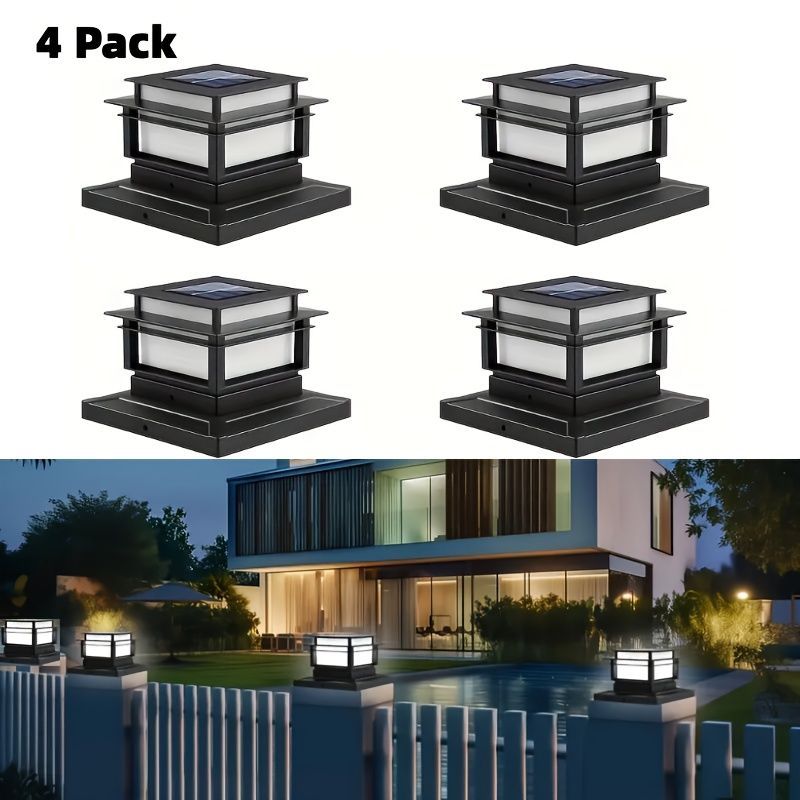 Solar Post Cap Lights 6‑Pack – LED, Dusk‑to‑Dawn, IPX4, Nickel Battery