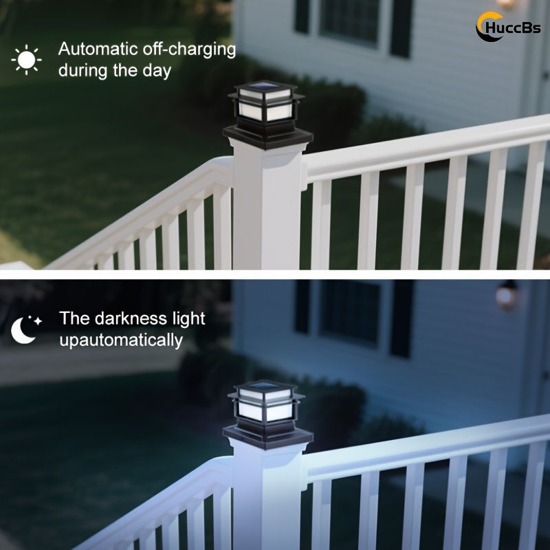 Solar Post Cap Lights 6‑Pack – LED, Dusk‑to‑Dawn, IPX4, Nickel Battery