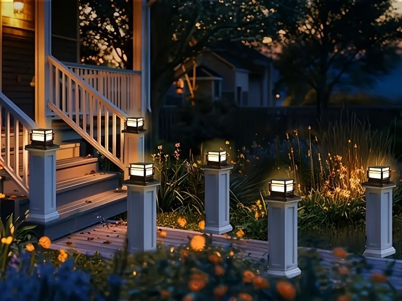 Solar Post Cap Lights 6‑Pack – LED, Dusk‑to‑Dawn, IPX4, Nickel Battery