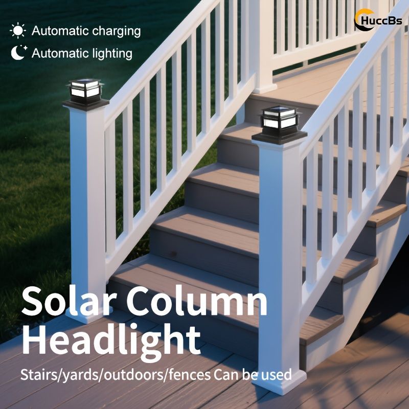 Solar Post Cap Lights 6‑Pack – LED, Dusk‑to‑Dawn, IPX4, Nickel Battery
