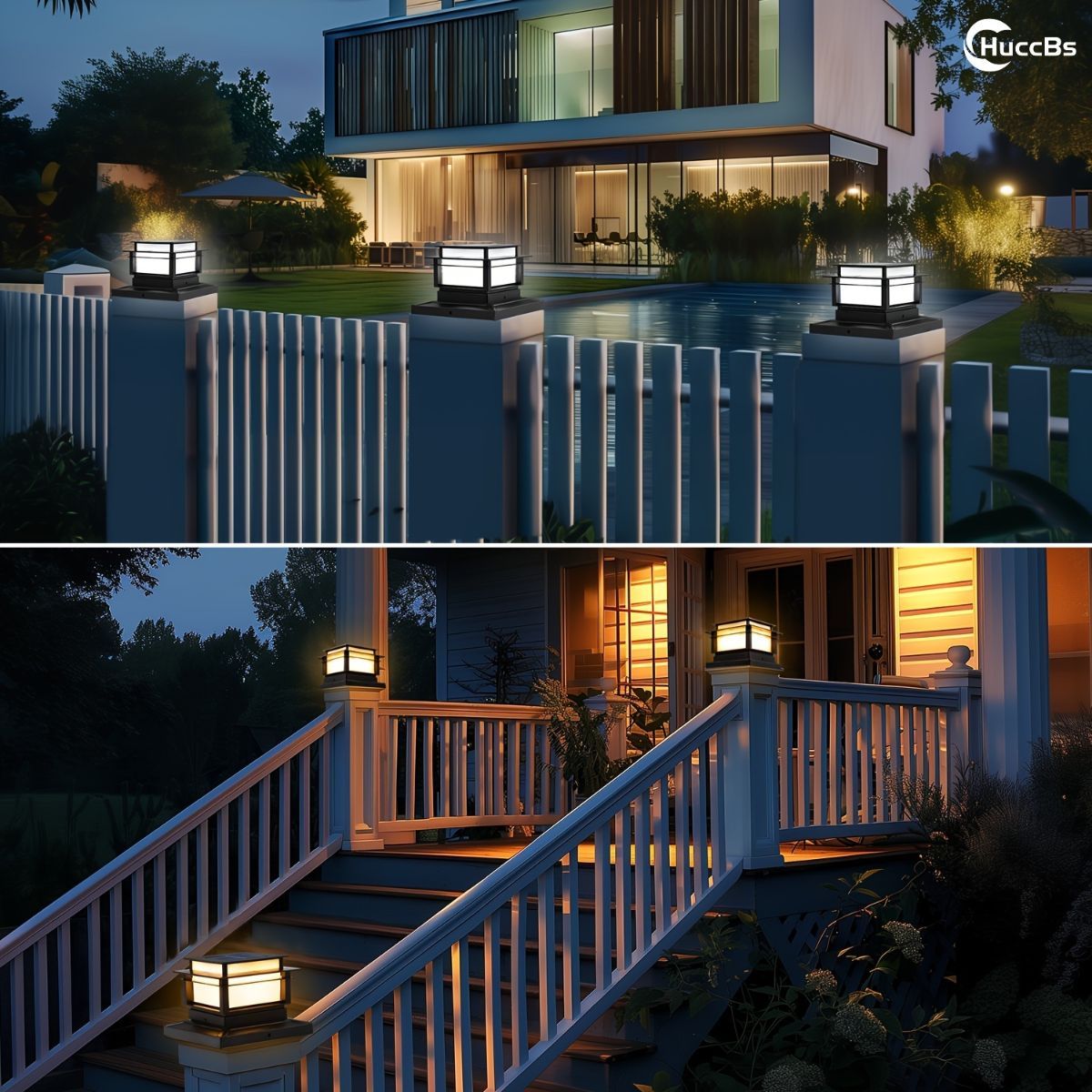 Solar Post Cap Lights 6‑Pack – LED, Dusk‑to‑Dawn, IPX4, Nickel Battery