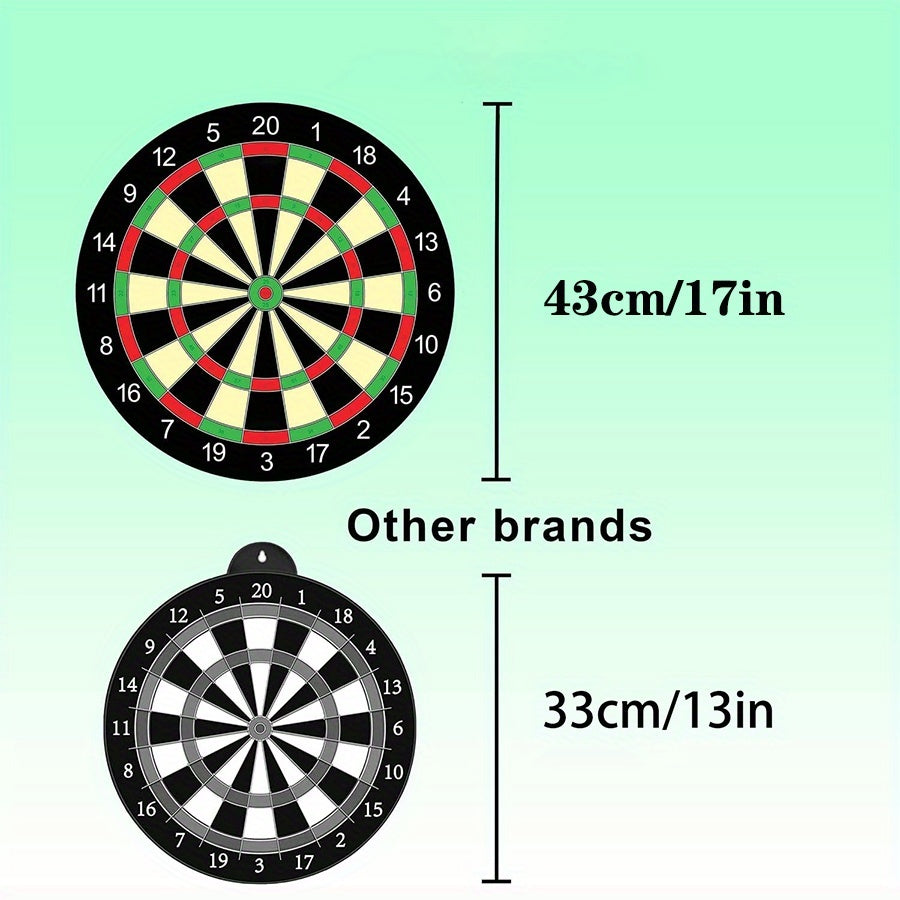 17-inch Red and Green Magnetic Dartboard, 40.5 cm in Diameter, Includes 12 Strong Magnetic Darts and Damage-Free Hooks, Safe and Portable for Both Entertainment and Competition.