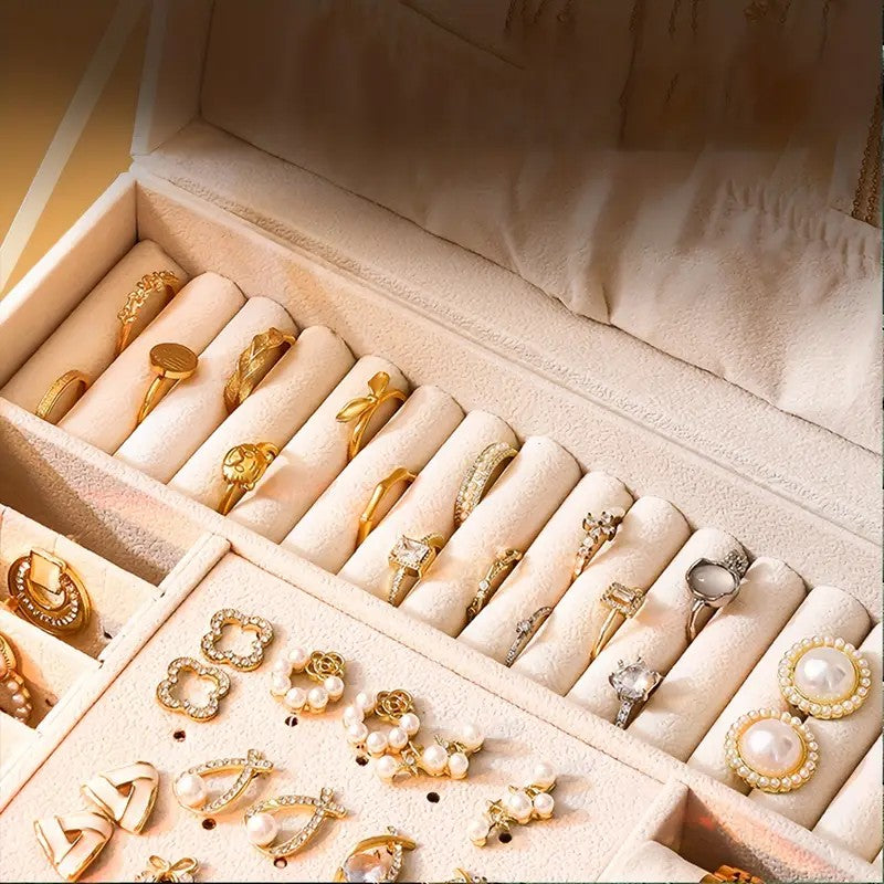 Black  High-end Jewelry Storage Box for Necklaces, Earrings, Ear Studs, Bracelets, Rings, Exquisite Accessories, Gold, and Jewelry – Large Capacity, Ideal as a Gift for Mother’s Day, Father’s Day, Teacher’s Day, Halloween, Thanksgiving, and Christmas.