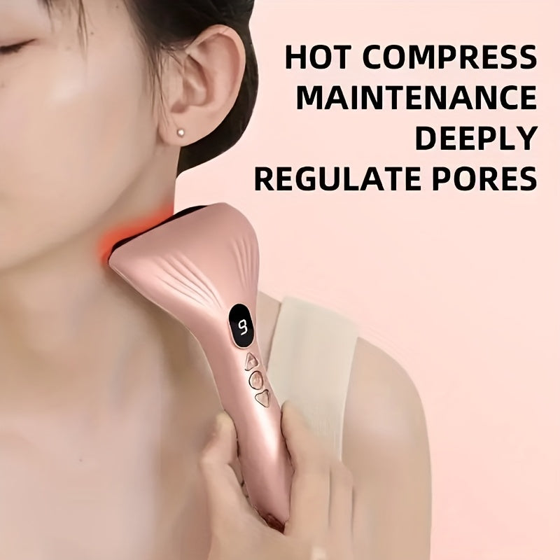 USB Electric Gua Sha Massager, Electric Massager, Heated Vibration Gua Sha Board, Suitable for Neck, Shoulder, and Back Massage Tools, Ideal for Beauty/Daily Relaxation, Home Personal Care Tool（pink)）