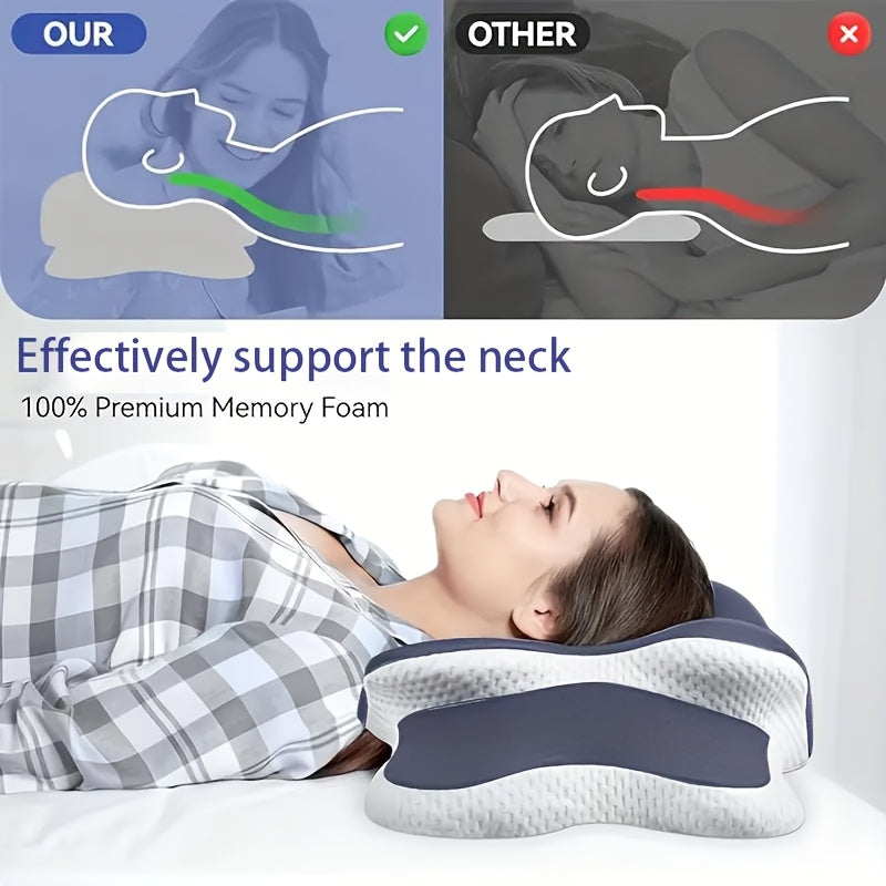 Side Sleeper Neck Pillow | Odor-Free, Light Beige Friendly Design, Comfortable Sleep Posture, Polyester Material, Hand Wash Only