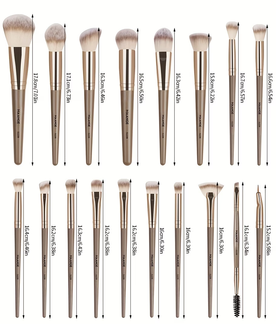 MAANGE 18-piece professional makeup brush set, including 18 makeup brushes + velvet cloth bag, soft brush hair makeup brushes, foundation brush, eye shadow brush, blending brush, concealer brush, eyeliner brush, skin-friendly powder puff set, travel porta