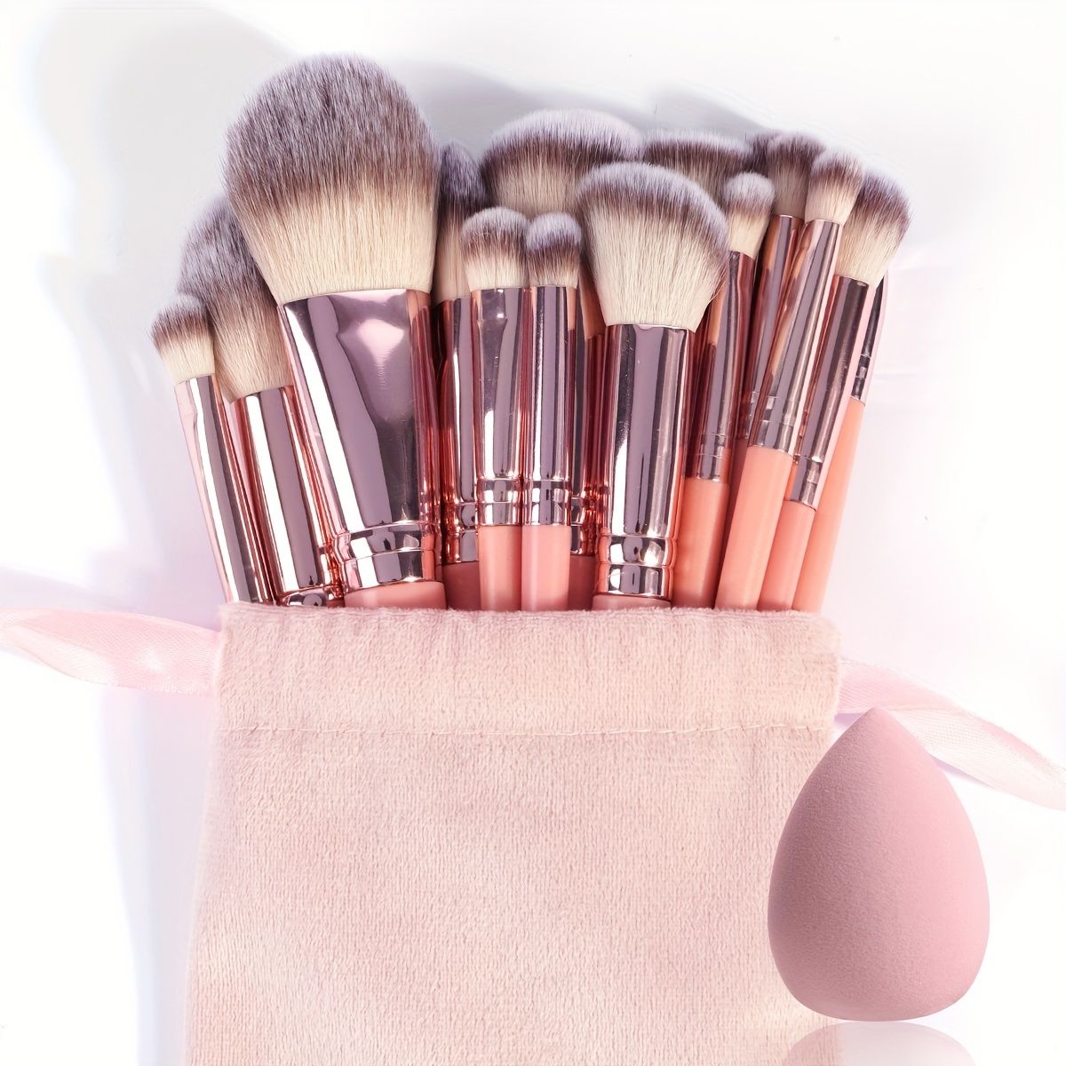 MAANGE 18-piece professional makeup brush set, including 18 makeup brushes + velvet cloth bag, soft brush hair makeup brushes, foundation brush, eye shadow brush, blending brush, concealer brush, eyeliner brush, skin-friendly powder puff set, travel porta