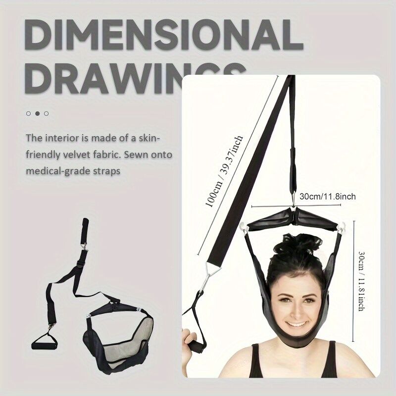 Portable neck stretcher for home use, medium tension with polyamide material, 360° rotation and 2-point connection, suitable for travel and home use to relieve neck pain