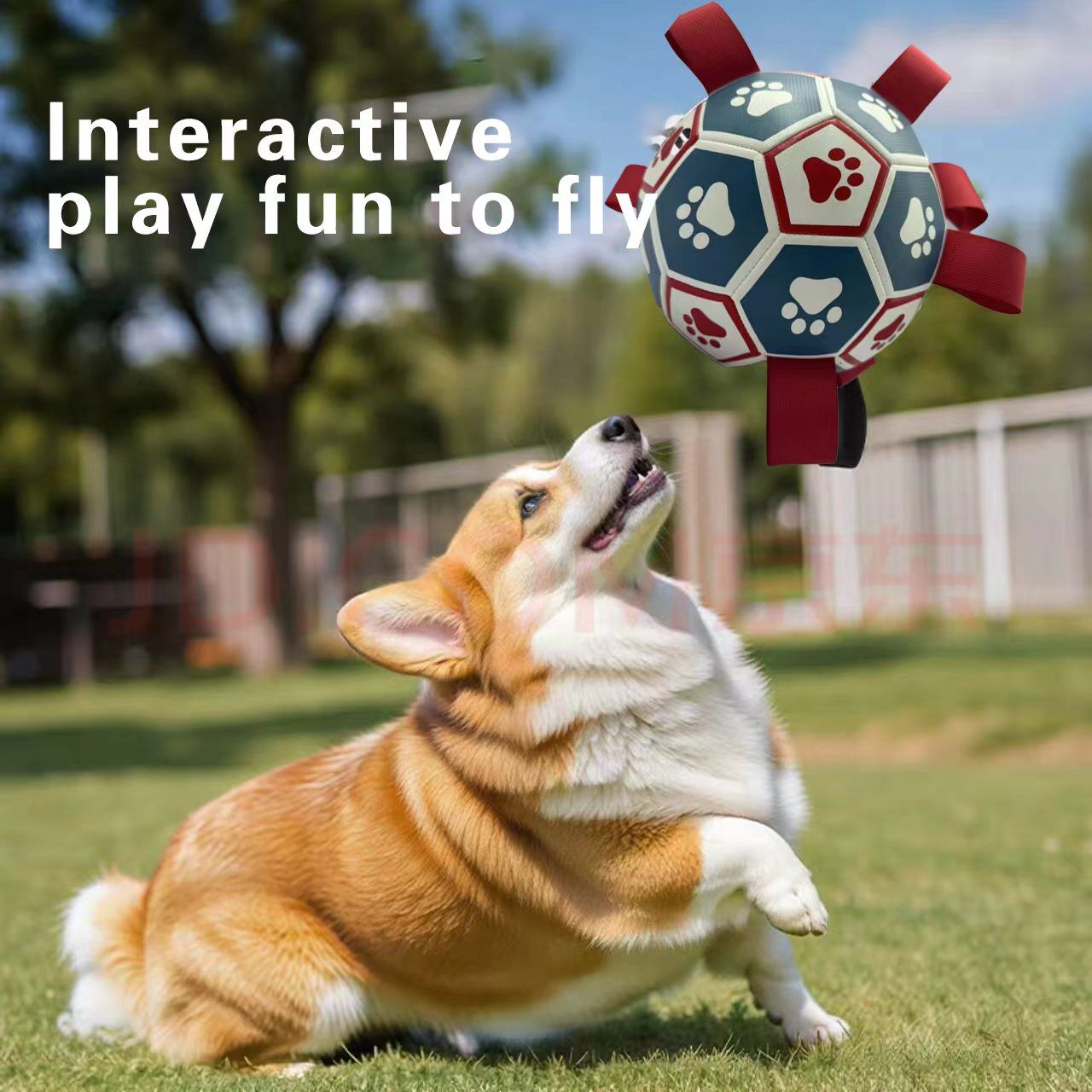 pet products Interactive dog soccer with air pump-heavy rubber tug-of-war toy, with paw print design, non-toxic blue orange ball, suitable for large/medium dogs, strong chewers, catching and training-suitable for all breeds and sizes, durable and safe