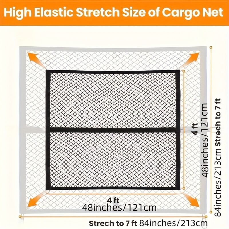 High-elasticity truck bed net, cargo net for pickup truck bed, stretchable mesh organizer for pickup truck trunk bed, suitable for daily light loads in trucks