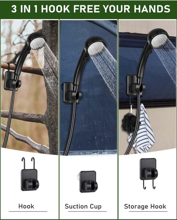 Portable shower pump, equipped with a rechargeable 6000mAh battery - outdoor shower, IPX7 waterproof, with temperature display - suitable for camping, car washing and pet car washing (gray)