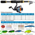 Proberus fishing rod reel set, including spinning reel, 2.4-meter fishing rod, fishing line, artificial bait, lead weight hook, complete set with storage bag