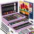 Purple 175-Piece Deluxe Art Set with 2 Drawing Boards, Wax Crayons, Acrylic Paints, Colored Pencils, Wooden Storage Case – Professional Painting Kit, Art Supplies, Ideal Gift for Christmas, Halloween, and Back-to-School Season